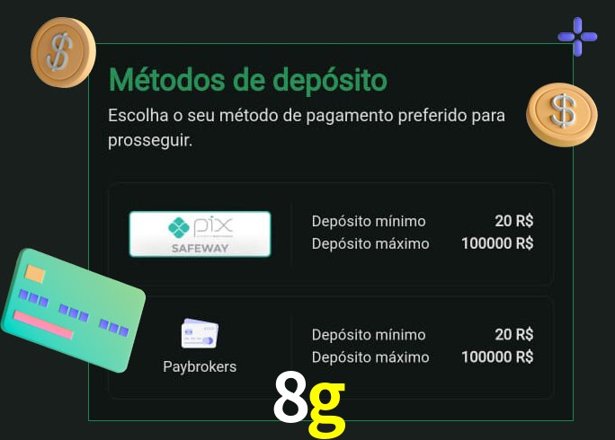 O cassino 8g oferece uma grande variedade de métodos de pagamento